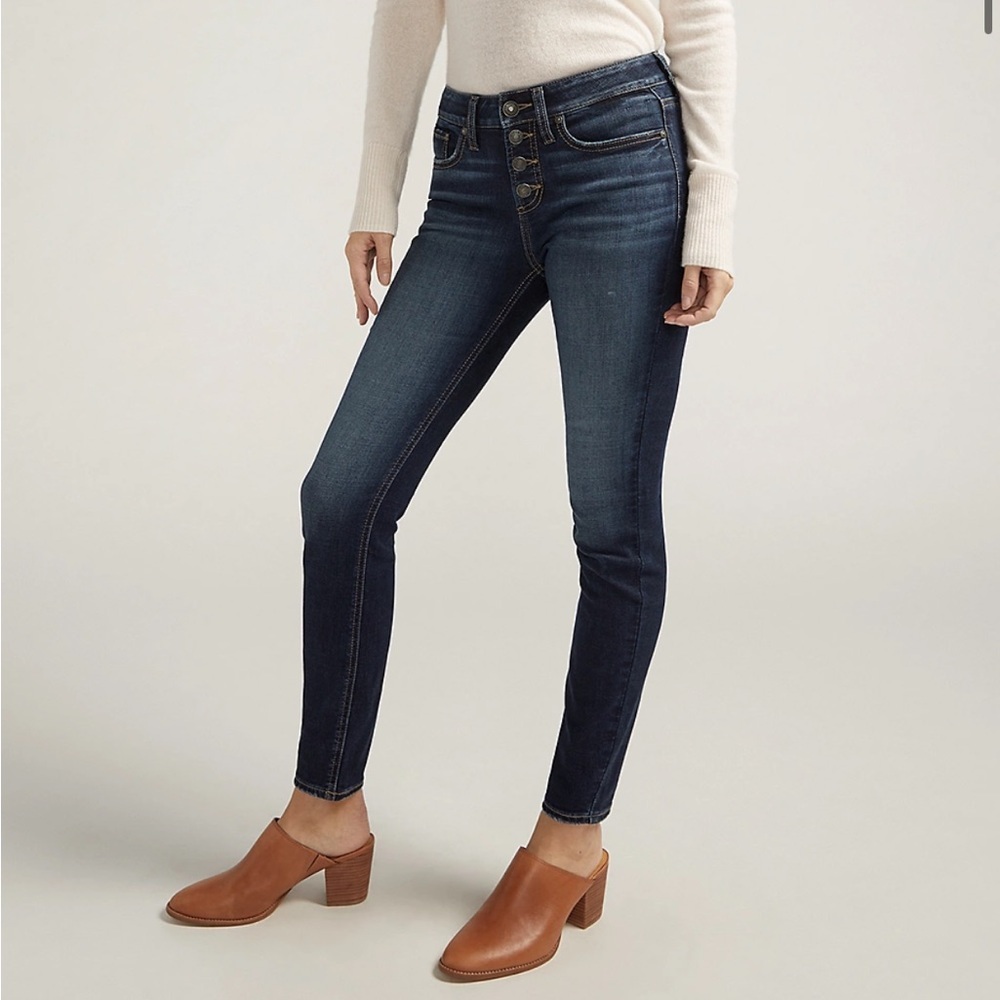 Silver Jeans Dark Blue High-Rise Skinny Jeans